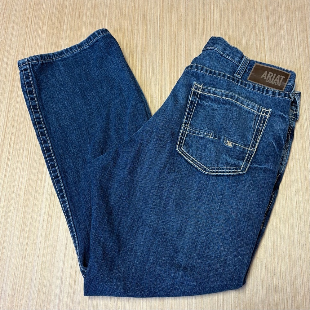 Ariat M5 Straight Fit Straight Leg Jeans Mens 40x32 Western Denim Thick Stitch